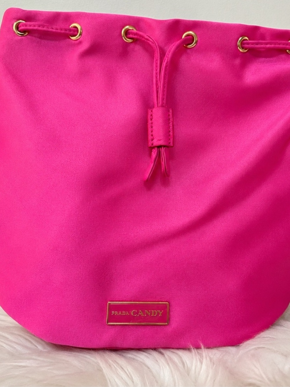 Prada Hot Pink Drawstring Bucket Shoulder Bag